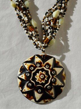 Statement Necklace with large Mandala Pendant